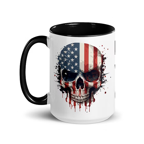 Mug with Color Inside - Patriotic Skull
