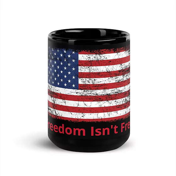 Black Glossy Mug - Rustic Flag