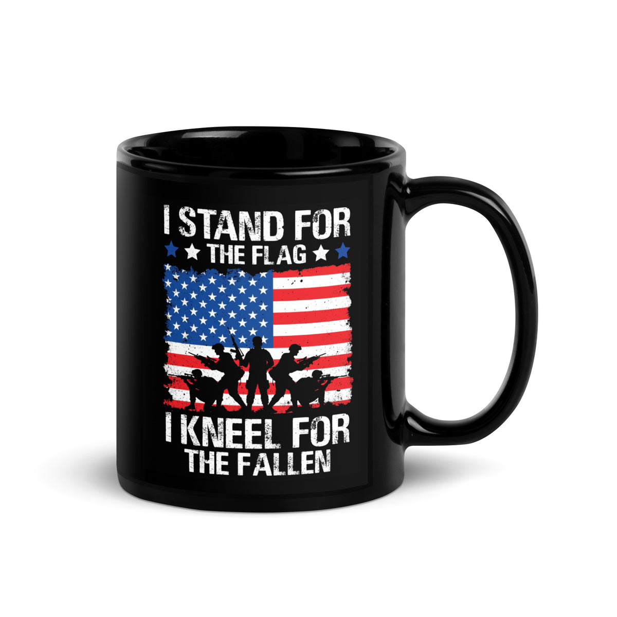 Black Glossy Mug - I Stand for the Flag