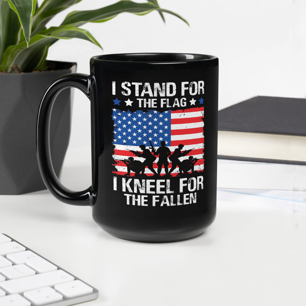 Black Glossy Mug - I Stand for the Flag
